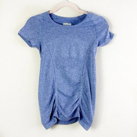 Athleta Fastest Track Tee Ruched Purple Blue Top Shirt size XS - Picture 1 of 7